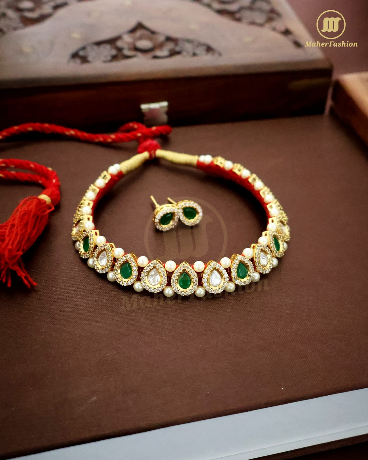 Premium Traditional Moti Choker Necklace